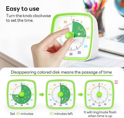 Visual Timer with Night Light, 60 Minute Countdown, Light Blue