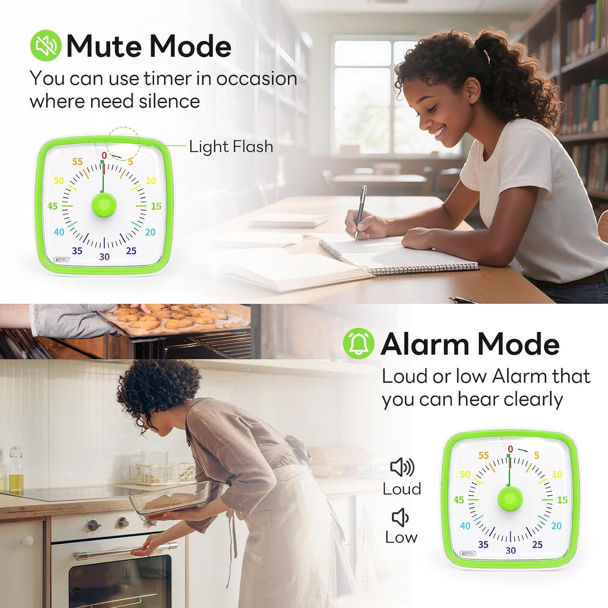 Visual Timer with Night Light, 60 Minute Countdown, Light Blue