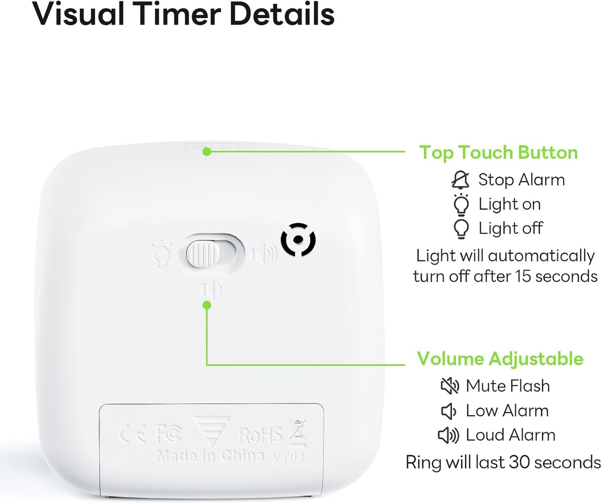 Visual Timer with Night Light, 60 Minute Countdown, Light Blue