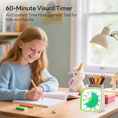 Visual Timer with Night Light, 60 Minute Countdown, Light Blue