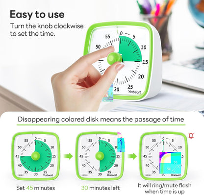 Visual Timer with Night Light, 60 Minute Countdown, Light Blue