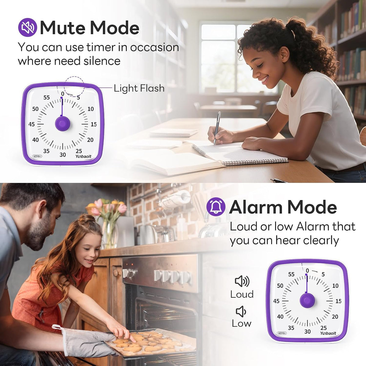 Visual Timer with Night Light, 60 Minute Countdown, Light Blue