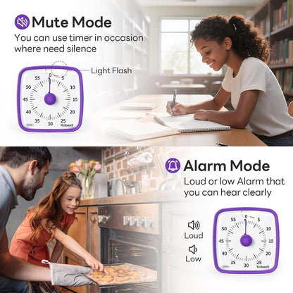 Visual Timer with Night Light, 60 Minute Countdown, Light Blue