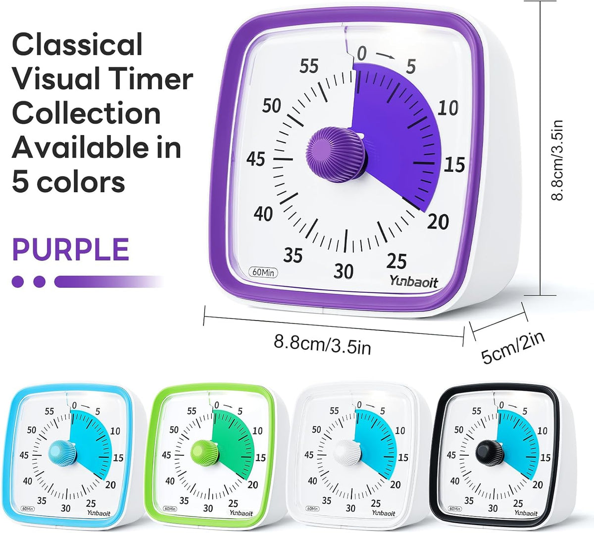 Visual Timer with Night Light, 60 Minute Countdown, Light Blue