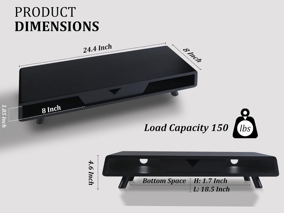 Bamboo Monitor Stand Riser, No Assembly Required Exquisite Monitor Stand with Drawer Ergonomic Height Wood Monitor Stand