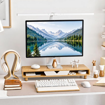 Bamboo Monitor Stand Riser, No Assembly Required Exquisite Monitor Stand with Drawer Ergonomic Height Wood Monitor Stand
