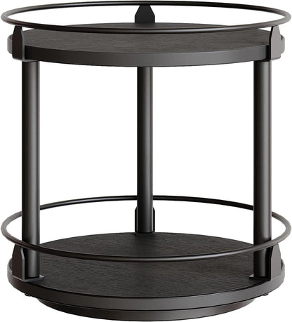 3-Tier Lazy Susan Organizer, Rotating Spice Rack, Spinning Organizer, Industrial Turntable Spice Rack Organizer for Cabinet, Kitchen Countertop, Pantry, Rustic Brown and Black SR23BR