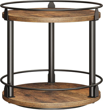 3-Tier Lazy Susan Organizer, Rotating Spice Rack, Spinning Organizer, Industrial Turntable Spice Rack Organizer for Cabinet, Kitchen Countertop, Pantry, Rustic Brown and Black SR23BR