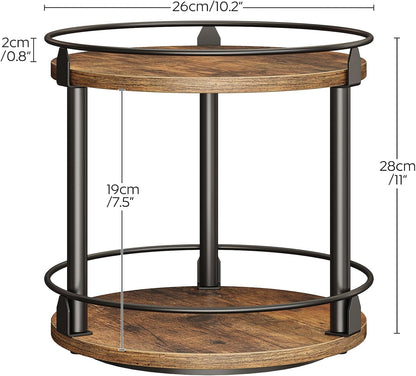 3-Tier Lazy Susan Organizer, Rotating Spice Rack, Spinning Organizer, Industrial Turntable Spice Rack Organizer for Cabinet, Kitchen Countertop, Pantry, Rustic Brown and Black SR23BR