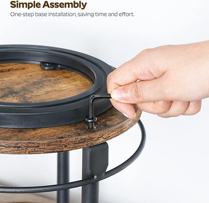 3-Tier Lazy Susan Organizer, Rotating Spice Rack, Spinning Organizer, Industrial Turntable Spice Rack Organizer for Cabinet, Kitchen Countertop, Pantry, Rustic Brown and Black SR23BR