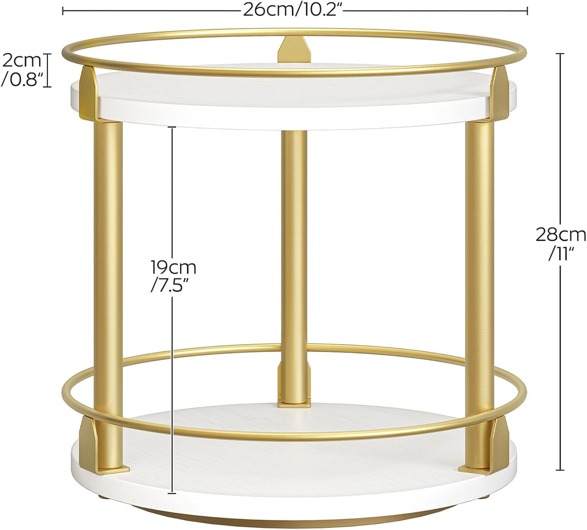 3-Tier Lazy Susan Organizer, Rotating Spice Rack, Spinning Organizer, Industrial Turntable Spice Rack Organizer for Cabinet, Kitchen Countertop, Pantry, Rustic Brown and Black SR23BR