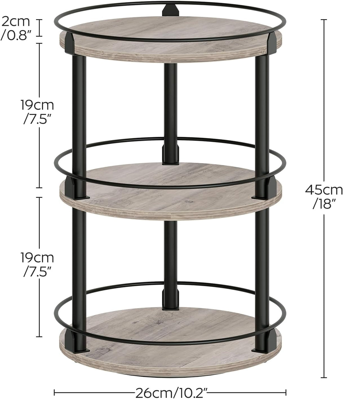 3-Tier Lazy Susan Organizer, Rotating Spice Rack, Spinning Organizer, Industrial Turntable Spice Rack Organizer for Cabinet, Kitchen Countertop, Pantry, Rustic Brown and Black SR23BR