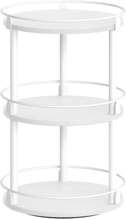 3-Tier Lazy Susan Organizer, Rotating Spice Rack, Spinning Organizer, Industrial Turntable Spice Rack Organizer for Cabinet, Kitchen Countertop, Pantry, Rustic Brown and Black SR23BR