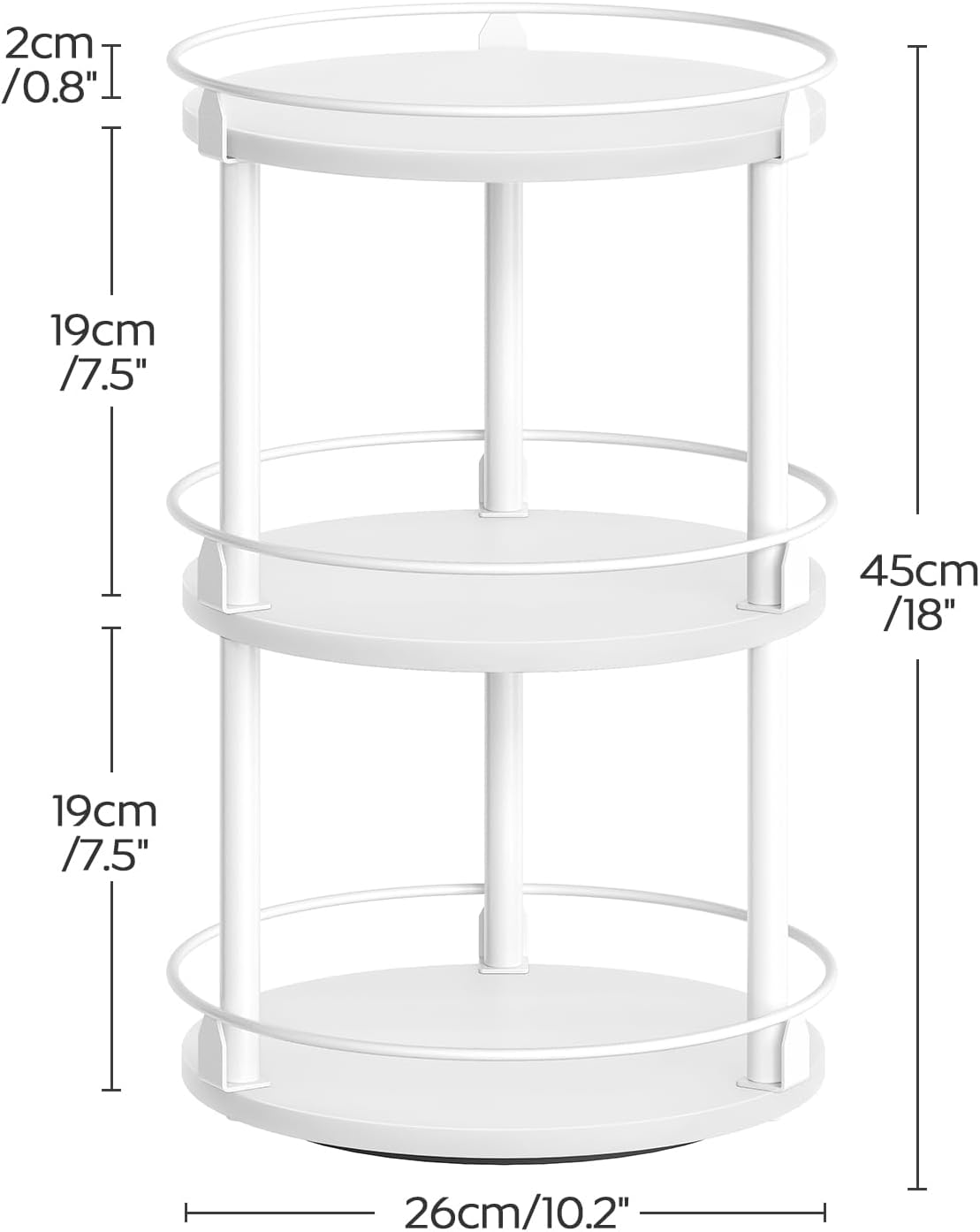 3-Tier Lazy Susan Organizer, Rotating Spice Rack, Spinning Organizer, Industrial Turntable Spice Rack Organizer for Cabinet, Kitchen Countertop, Pantry, Rustic Brown and Black SR23BR
