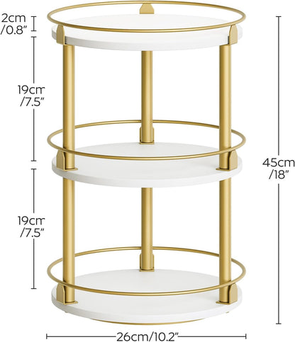 3-Tier Lazy Susan Organizer, Rotating Spice Rack, Spinning Organizer, Industrial Turntable Spice Rack Organizer for Cabinet, Kitchen Countertop, Pantry, Rustic Brown and Black SR23BR