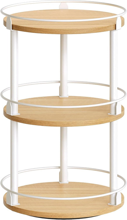 3-Tier Lazy Susan Organizer, Rotating Spice Rack, Spinning Organizer, Industrial Turntable Spice Rack Organizer for Cabinet, Kitchen Countertop, Pantry, Rustic Brown and Black SR23BR