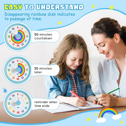 Visual Timer for Kids, 60-Min Silent Sound Rainbow Countdown Timer