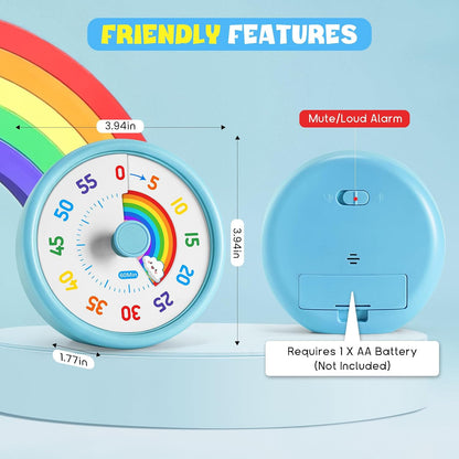 Visual Timer for Kids, 60-Min Silent Sound Rainbow Countdown Timer
