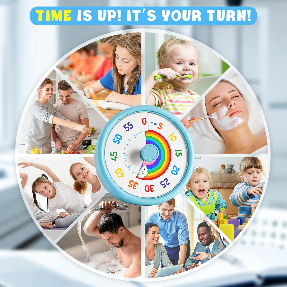 Visual Timer for Kids, 60-Min Silent Sound Rainbow Countdown Timer