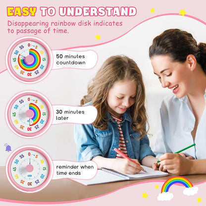 Visual Timer for Kids, 60-Min Silent Sound Rainbow Countdown Timer