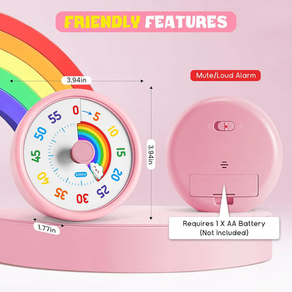 Visual Timer for Kids, 60-Min Silent Sound Rainbow Countdown Timer