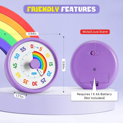 Visual Timer for Kids, 60-Min Silent Sound Rainbow Countdown Timer
