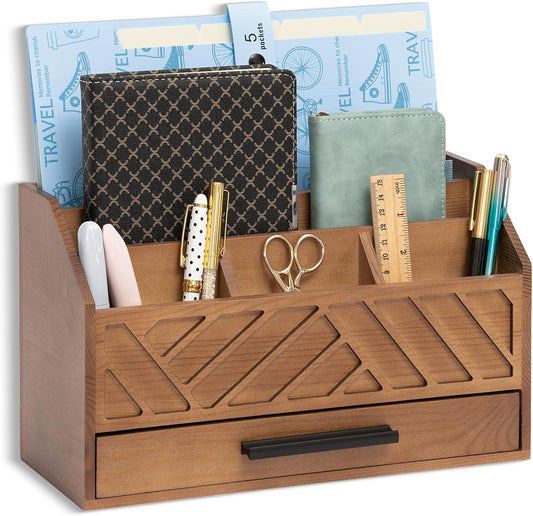 Desk Organizer with Drawer, Countertop Bill Mail Organizer and File Storage
