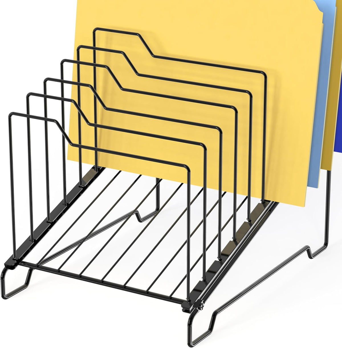 9-Section Wire Step Desk File Sorter, Black