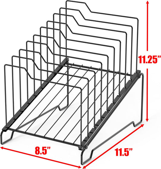 9-Section Wire Step Desk File Sorter, Black
