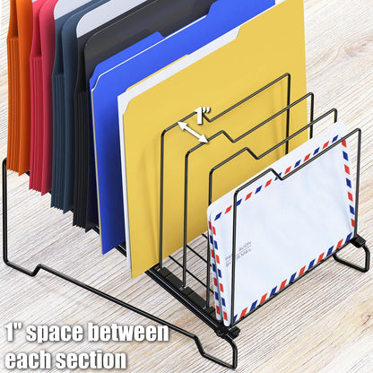 9-Section Wire Step Desk File Sorter, Black