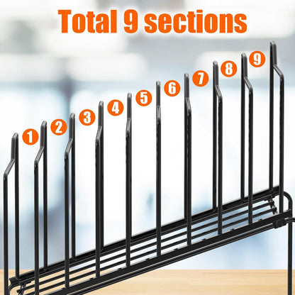 9-Section Wire Step Desk File Sorter, Black