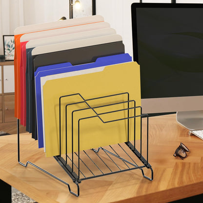 9-Section Wire Step Desk File Sorter, Black