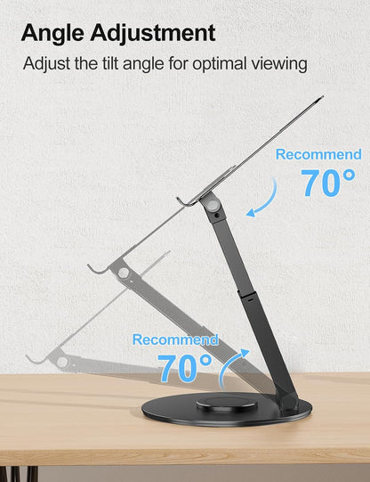 Telescopic Laptop Stand for Desk with 360° Swivel Base, Sit to Stand, Height Adjustable, Portable Riser Holder for Good Posture, Compatible with MacBook Pro, All Laptops 10-17"-Gray