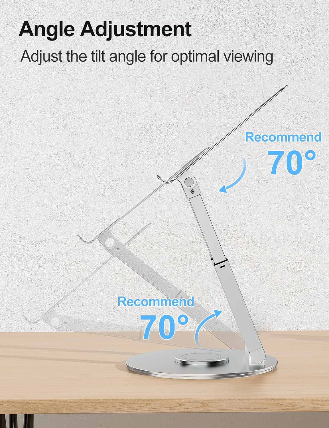 Telescopic Laptop Stand for Desk with 360° Swivel Base, Sit to Stand, Height Adjustable, Portable Riser Holder for Good Posture, Compatible with MacBook Pro, All Laptops 10-17"-Gray