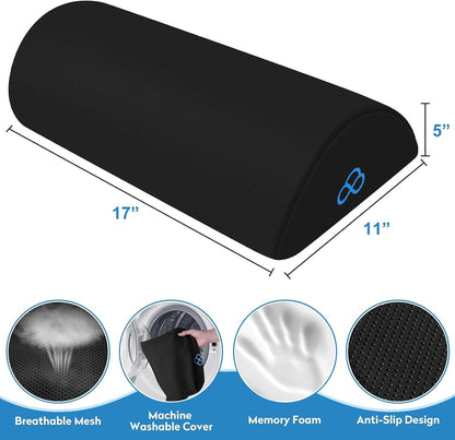 Foot Rest Ergonomic Pillow for Under Desk at Work, Anti-Fatigue,Black/Large