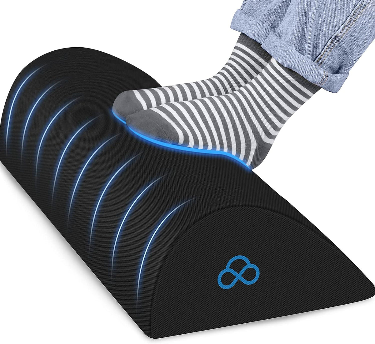 Foot Rest Ergonomic Pillow for Under Desk at Work, Anti-Fatigue,Black/Large
