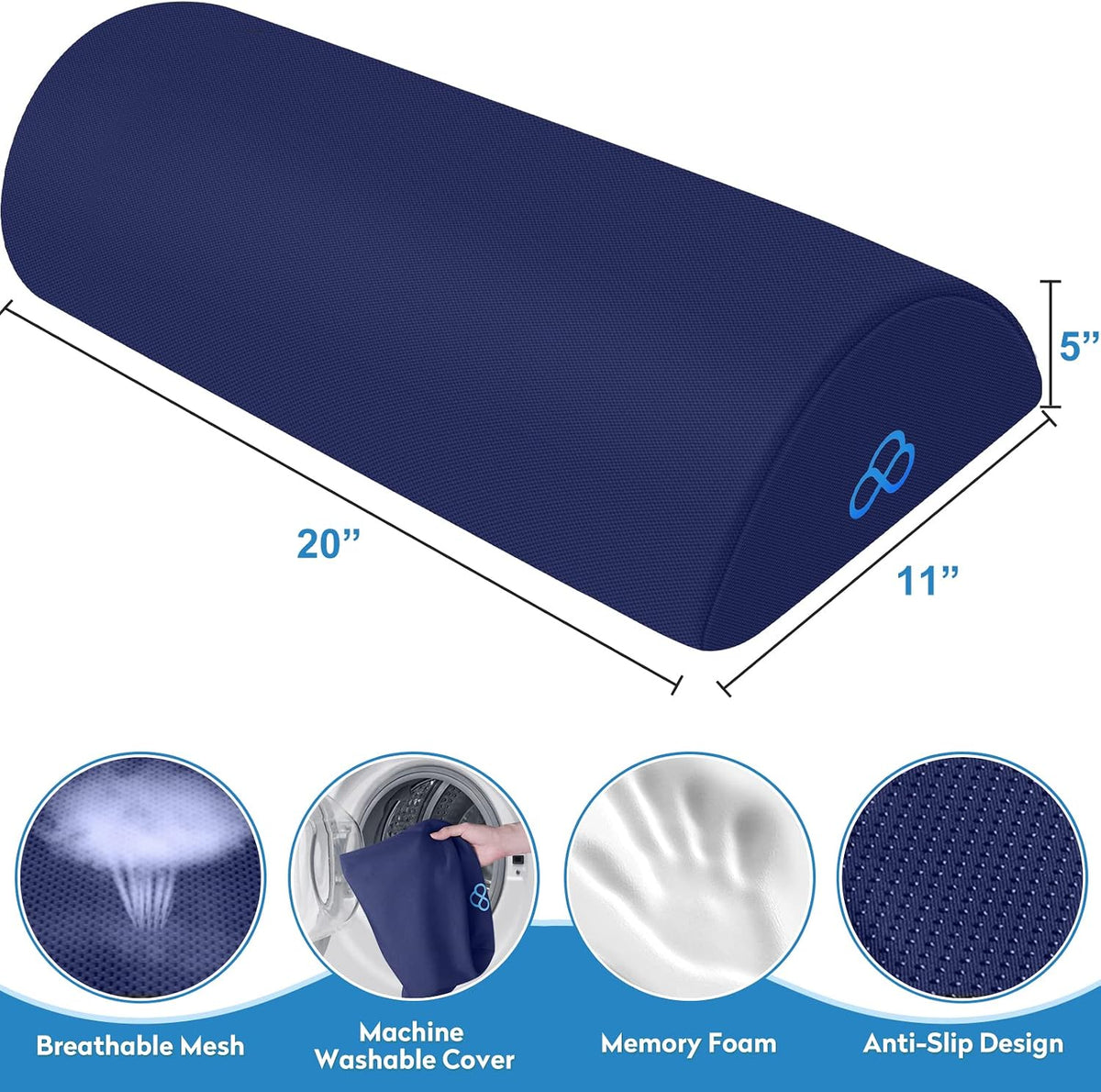 Foot Rest Ergonomic Pillow for Under Desk at Work, Anti-Fatigue,Black/Large