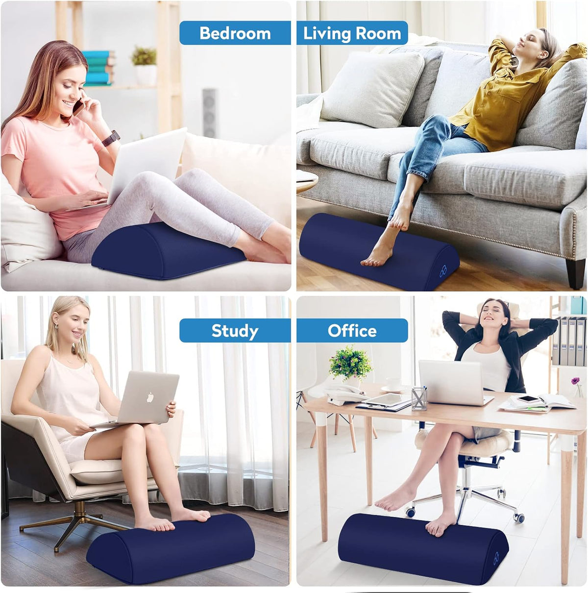 Foot Rest Ergonomic Pillow for Under Desk at Work, Anti-Fatigue,Black/Large