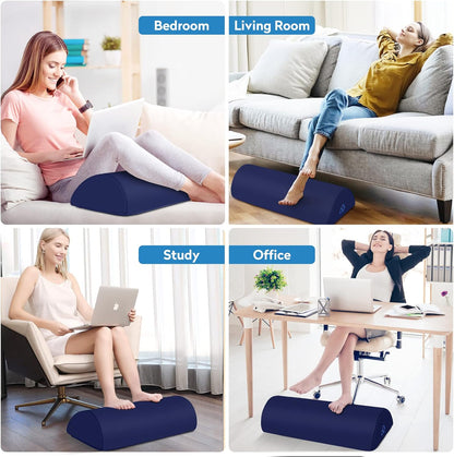 Foot Rest Ergonomic Pillow for Under Desk at Work, Anti-Fatigue,Black/Large