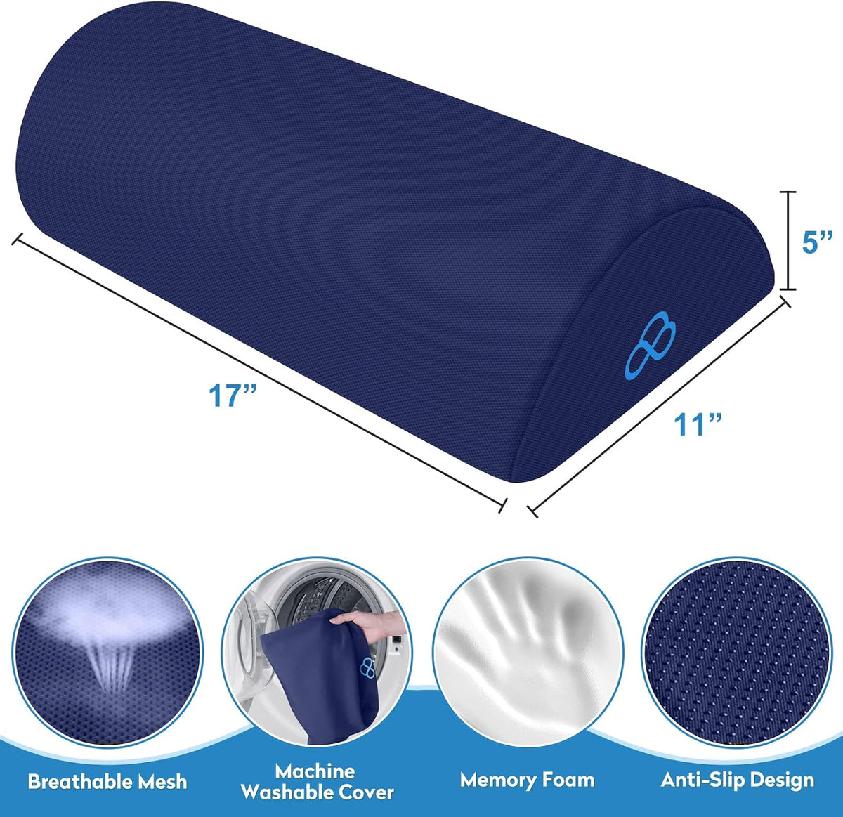 Foot Rest Ergonomic Pillow for Under Desk at Work, Anti-Fatigue,Black/Large