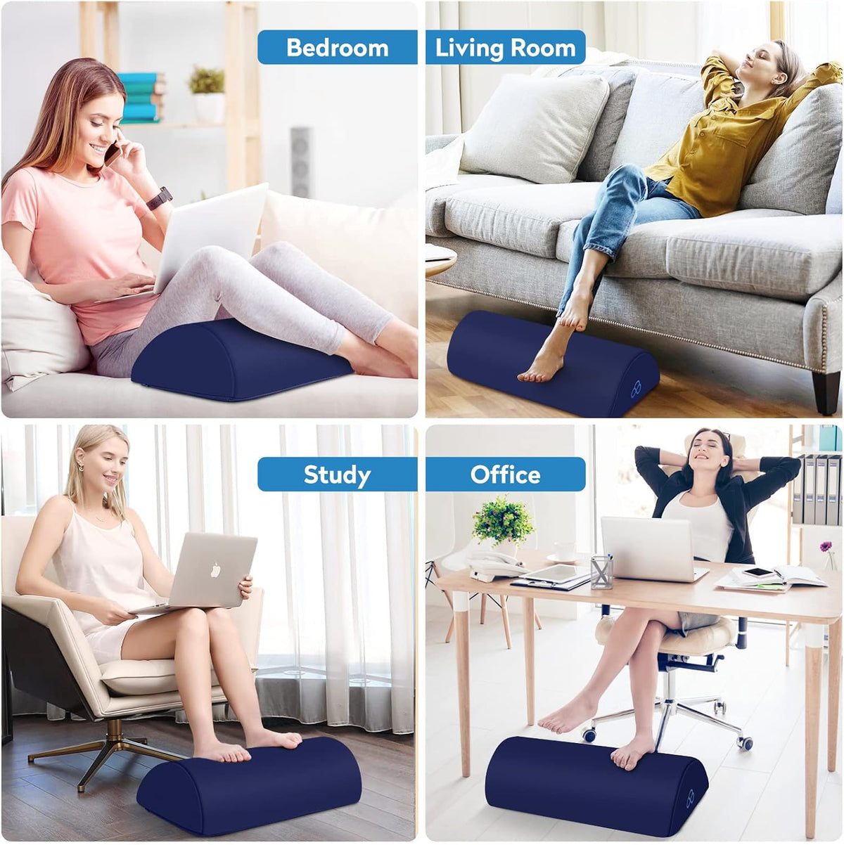 Foot Rest Ergonomic Pillow for Under Desk at Work, Anti-Fatigue,Black/Large