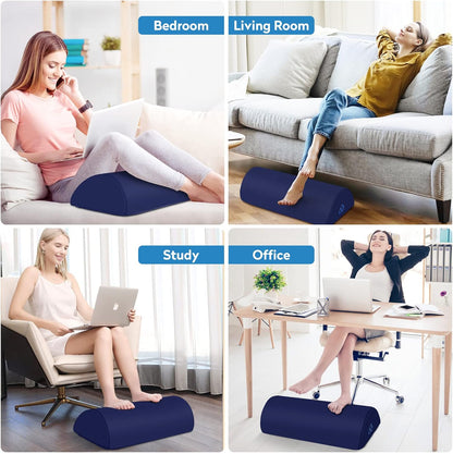Foot Rest Ergonomic Pillow for Under Desk at Work, Anti-Fatigue,Black/Large
