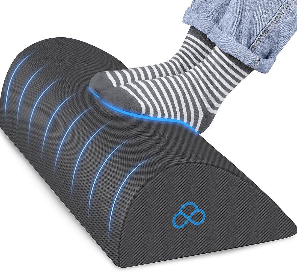 Foot Rest Ergonomic Pillow for Under Desk at Work, Anti-Fatigue,Black/Large