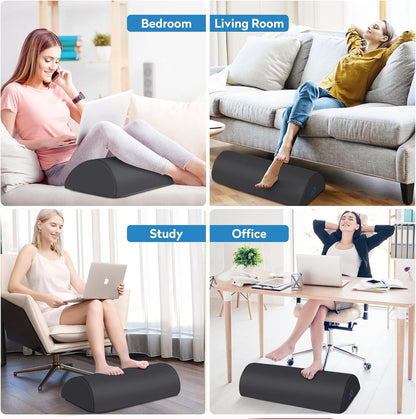 Foot Rest Ergonomic Pillow for Under Desk at Work, Anti-Fatigue,Black/Large
