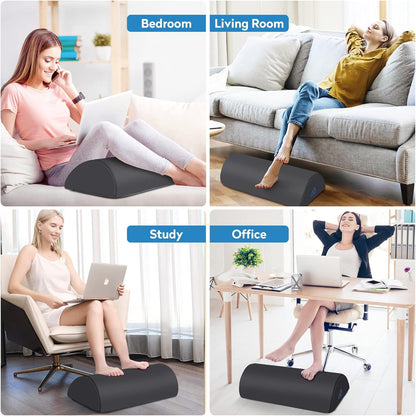 Foot Rest Ergonomic Pillow for Under Desk at Work, Anti-Fatigue,Black/Large