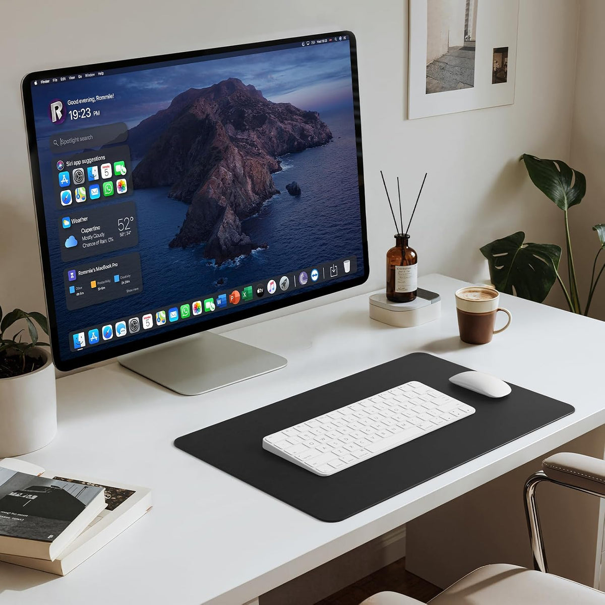 Leather Desk Pad Mat, 17" x 12", Black