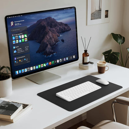 Leather Desk Pad Mat, 17" x 12", Black