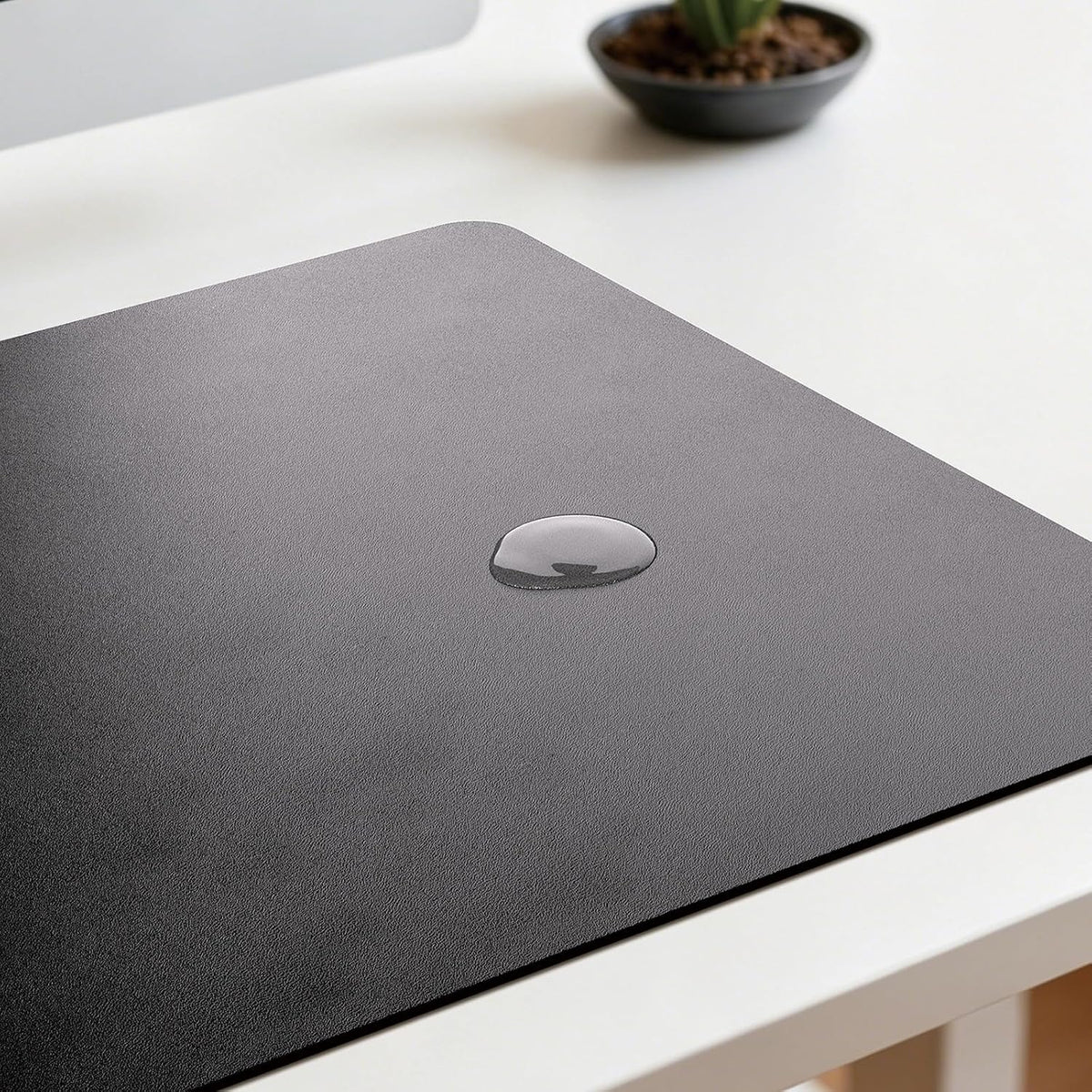 Leather Desk Pad Mat, 17" x 12", Black
