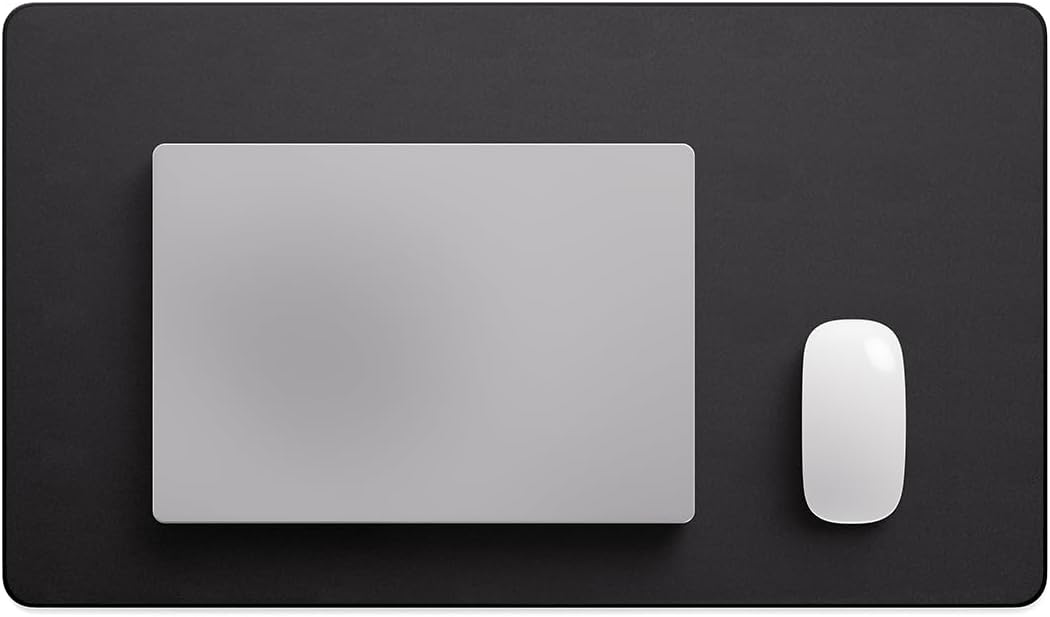 Leather Desk Pad Mat, 17" x 12", Black