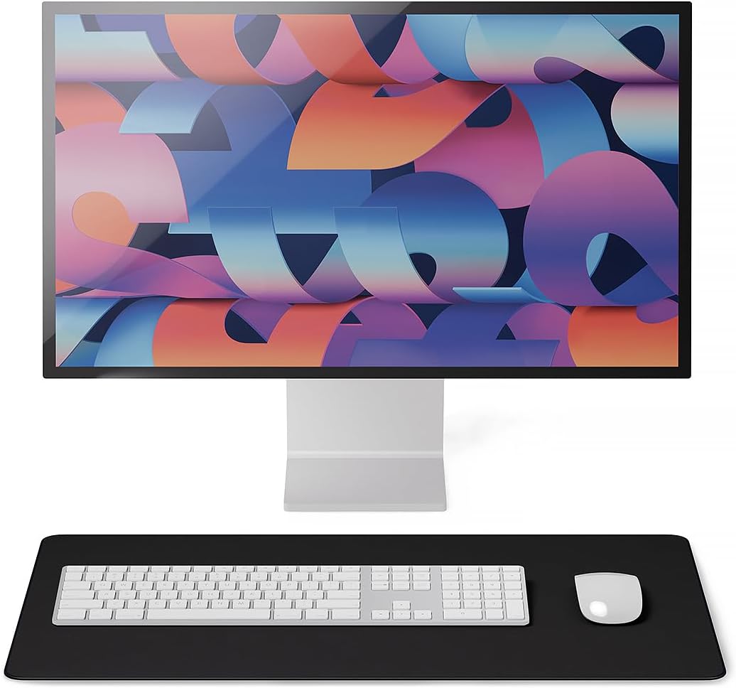 Leather Desk Pad Mat, 17" x 12", Black